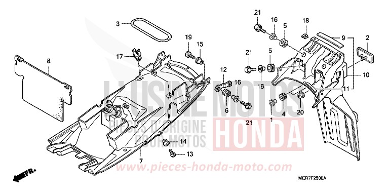 REAR FENDER (CBF600S6/SA6/N6/NA6) for CBF600N ABS FORCE SILVER METALLIC (NH411D) from 2006